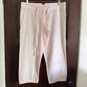 Y2K Vintage Chan LUU | Light Pink Poplin Wide Leg Crop Pants | Small Beach Pants